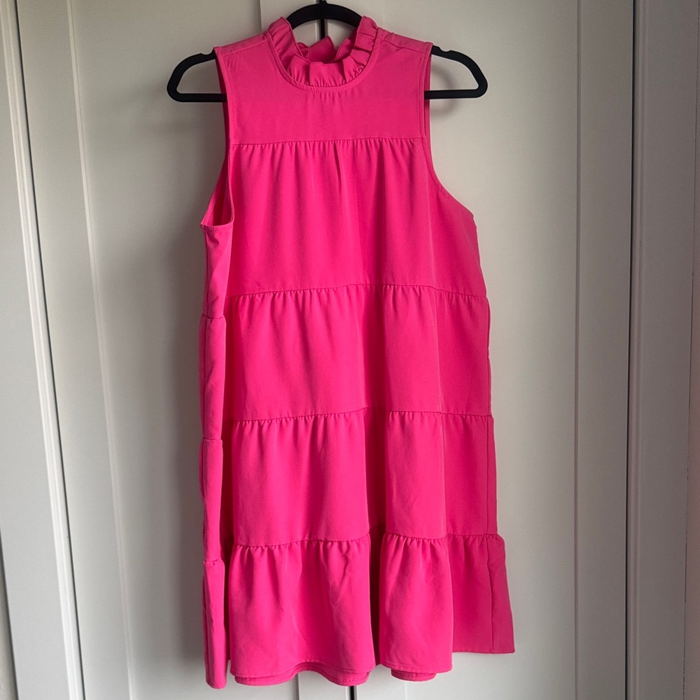 Mud Pie Vibrant Pink Tiered Kids Dress